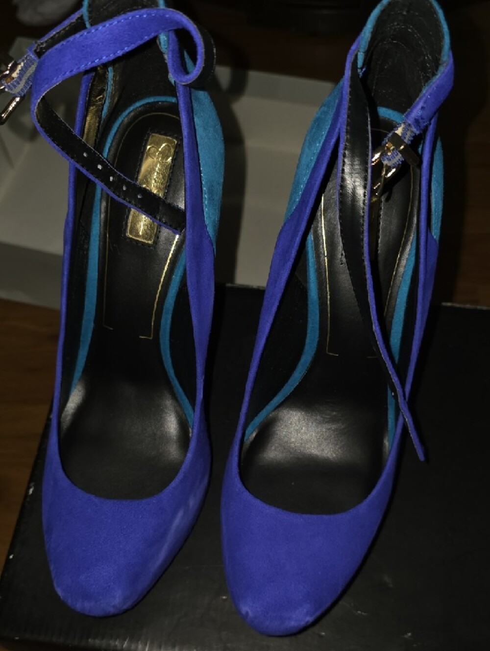Jessica Simpson Cobalt and Teal Suede High Heel Pumps - Picture 5 of 6